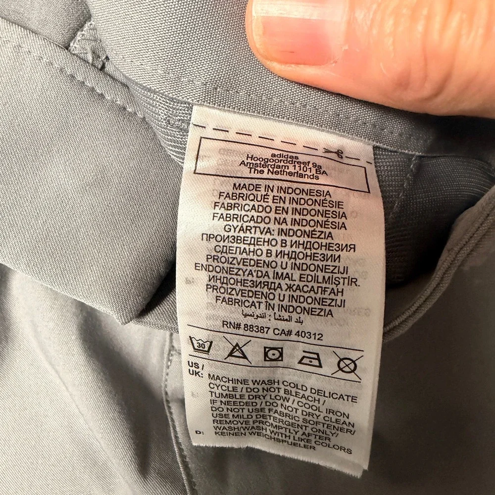 Adidas Golf Pants Mens 40x32 Gray Flat Front‎ Straight Fit Performance Stretch